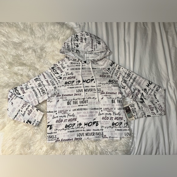 Vibe N’ | NWT Christian Religious God Biblical Quotes Graphic Print Hoodie - Picture 4 of 15